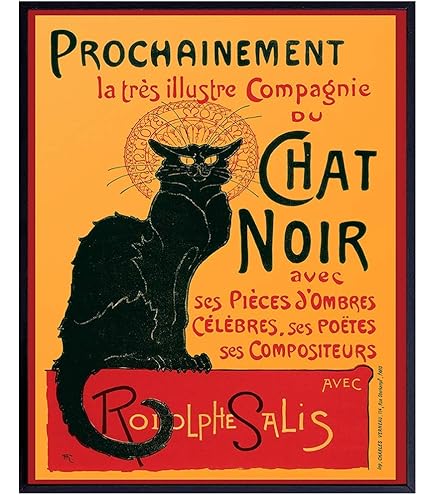 Amazon.com: Black Framed Steinlen - Tournee Du Chat Noir